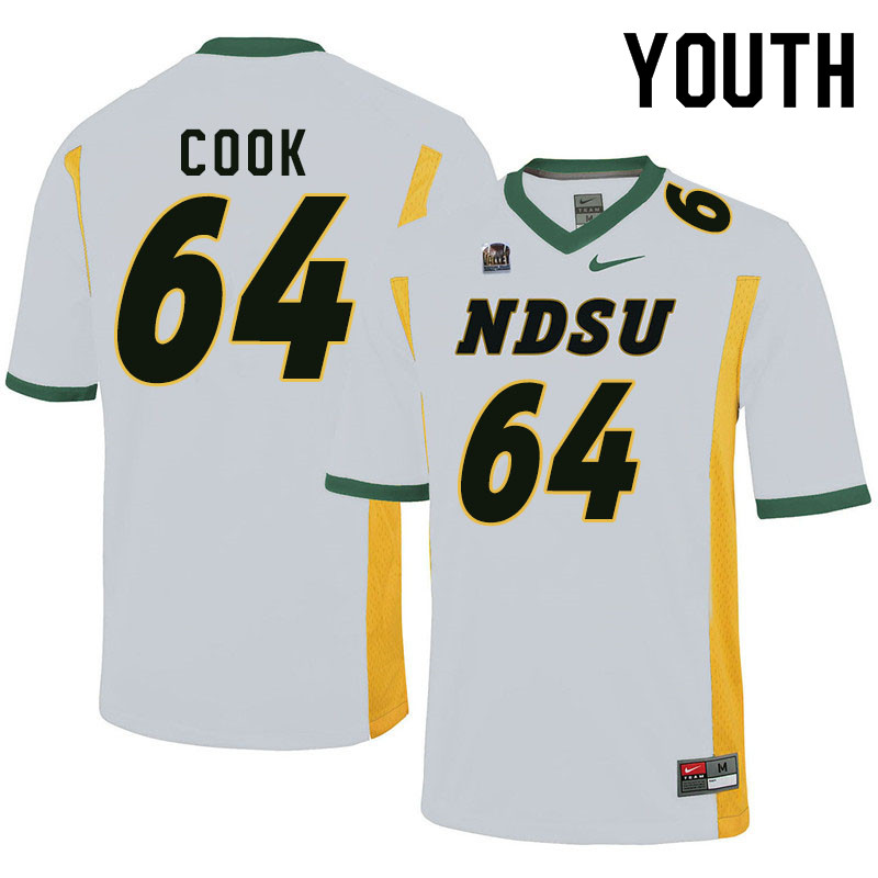 Youth #64 Brendan Cook North Dakota State Bison College Football Jerseys Sale-White - Click Image to Close